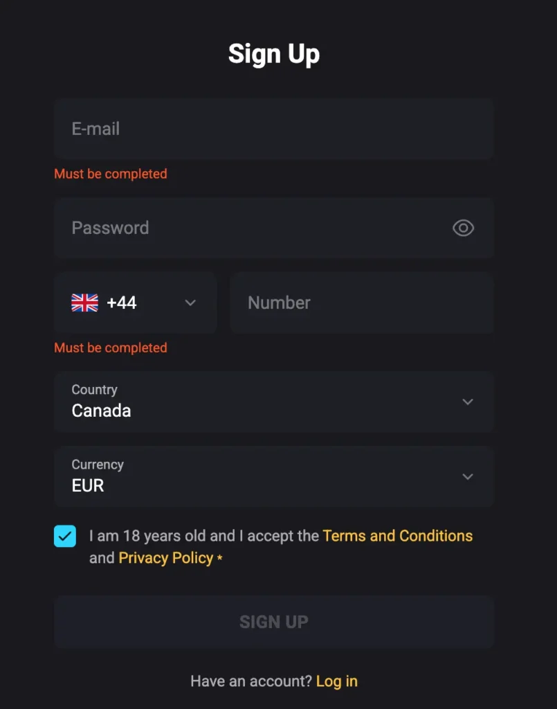 Amonbet Casino Sign Up
